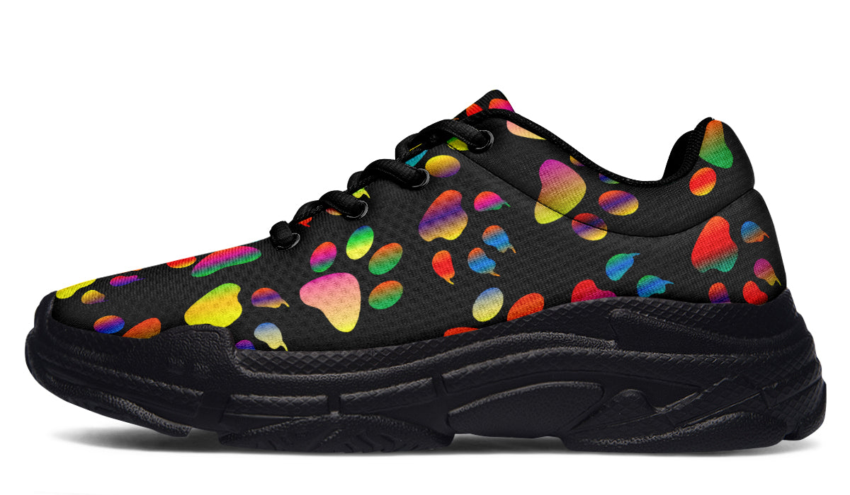 Rainbow Paw Prints Chunky Sneakers - Offbeat Sweetie