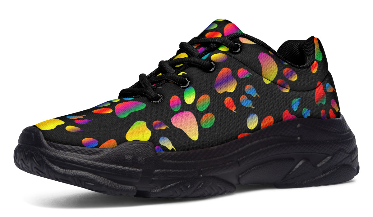 Rainbow Paw Prints Chunky Sneakers - Offbeat Sweetie