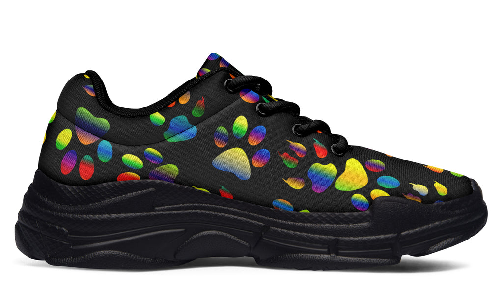 Rainbow Paw Prints Chunky Sneakers - Offbeat Sweetie