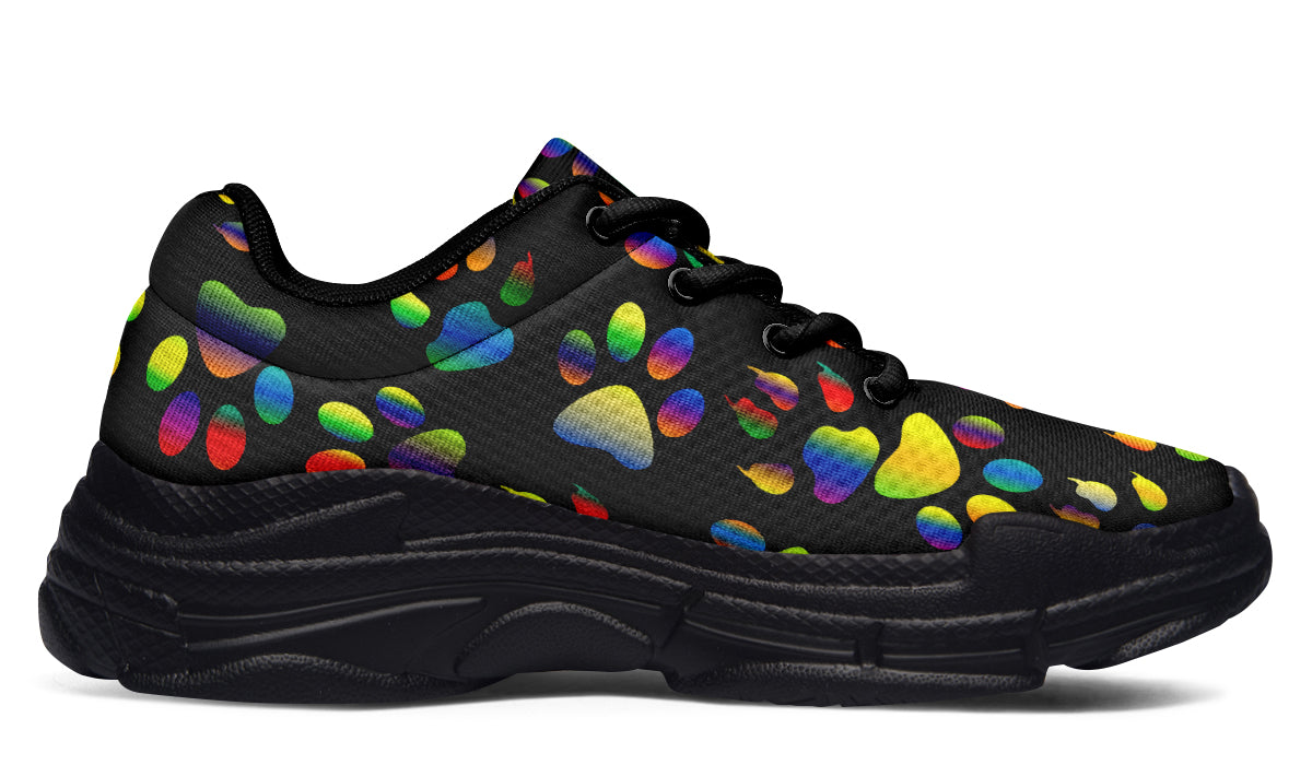 Rainbow Paw Prints Chunky Sneakers - Offbeat Sweetie