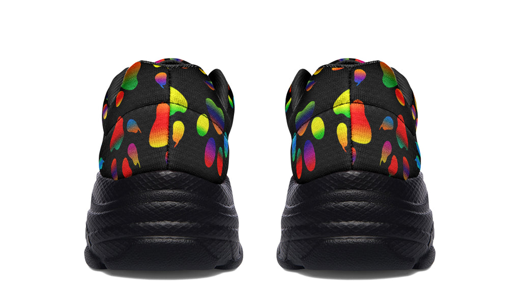 Rainbow Paw Prints Chunky Sneakers - Offbeat Sweetie
