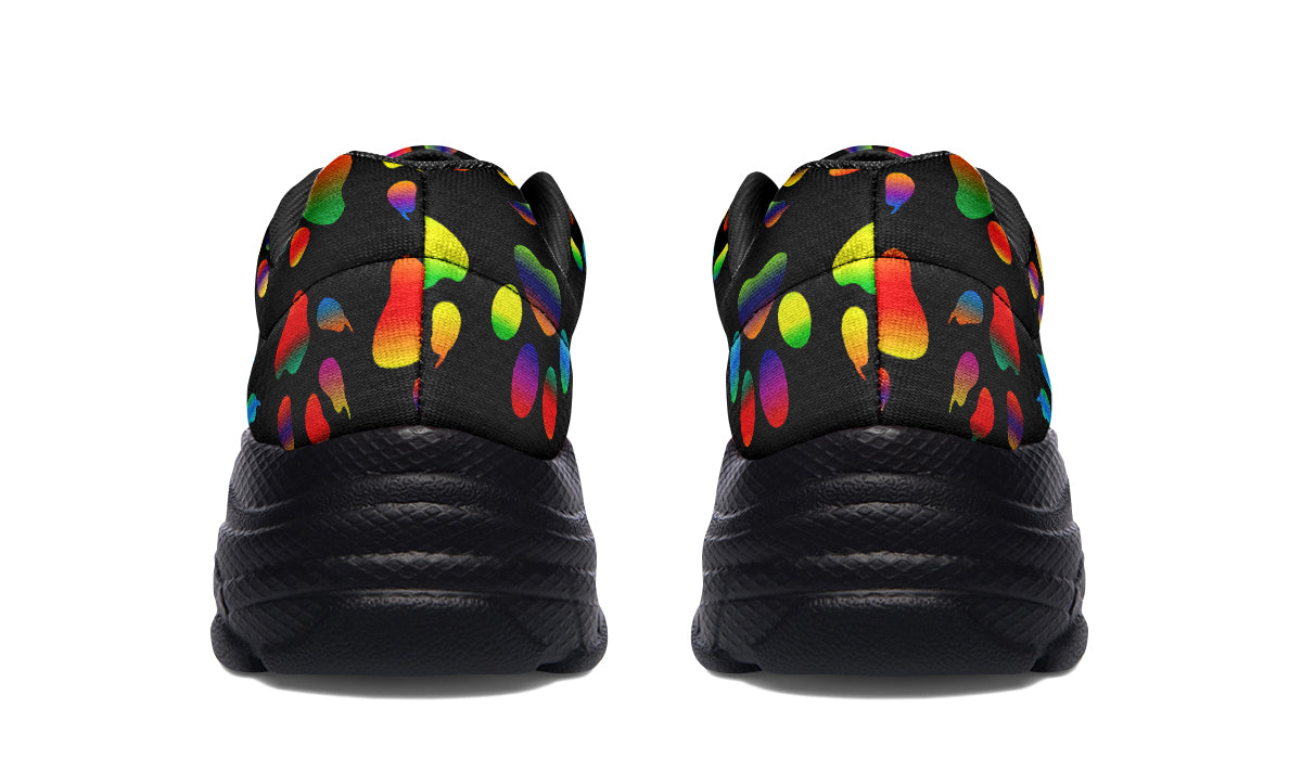Rainbow Paw Prints Chunky Sneakers - Offbeat Sweetie