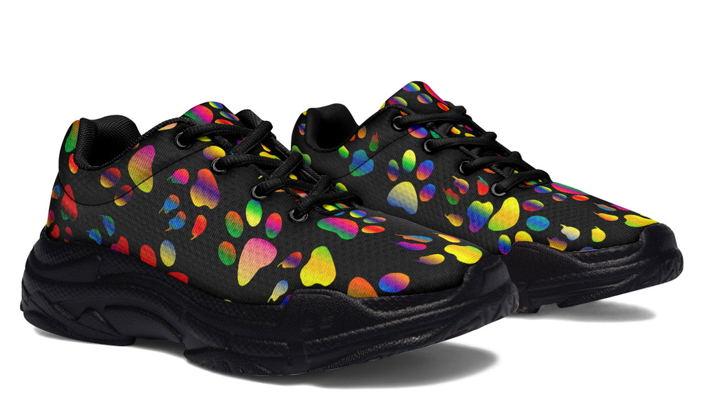 Rainbow Paw Prints Chunky Sneakers - Offbeat Sweetie