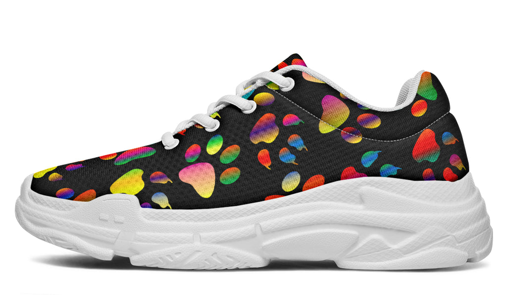 Rainbow Paw Prints Chunky Sneakers - Offbeat Sweetie