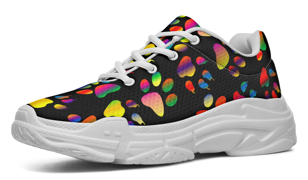 Rainbow Paw Prints Chunky Sneakers - Offbeat Sweetie