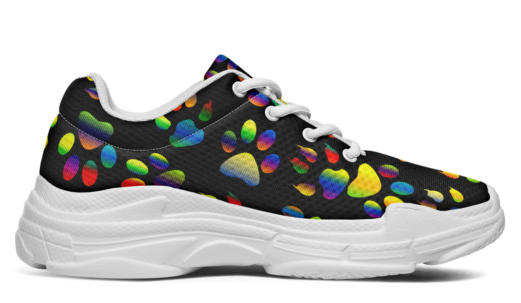 Rainbow Paw Prints Chunky Sneakers - Offbeat Sweetie