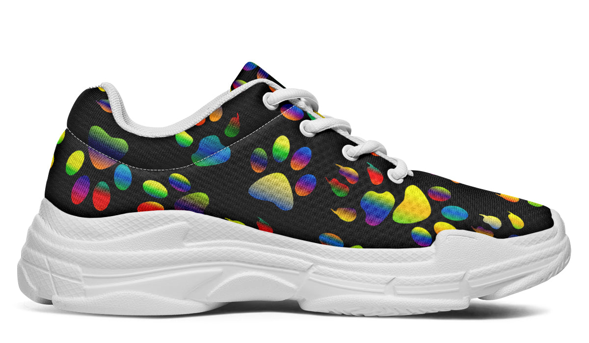 Rainbow Paw Prints Chunky Sneakers - Offbeat Sweetie