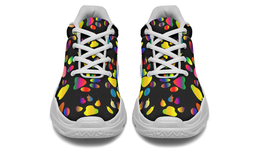 Rainbow Paw Prints Chunky Sneakers - Offbeat Sweetie
