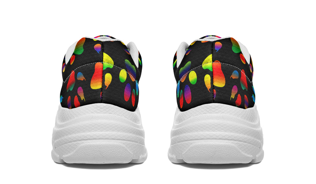 Rainbow Paw Prints Chunky Sneakers - Offbeat Sweetie