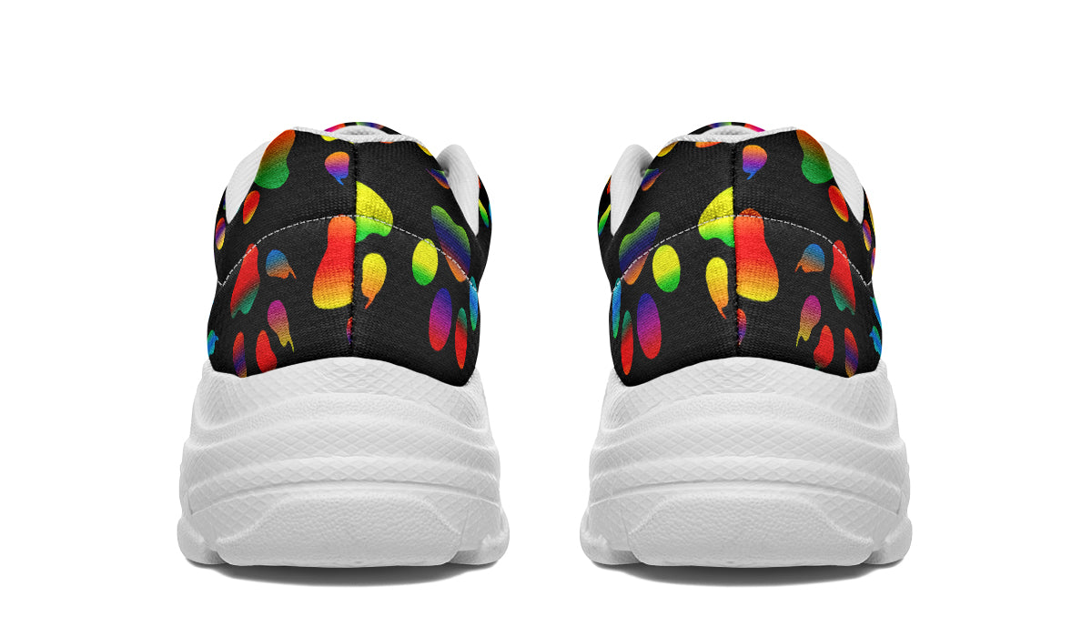 Rainbow Paw Prints Chunky Sneakers - Offbeat Sweetie