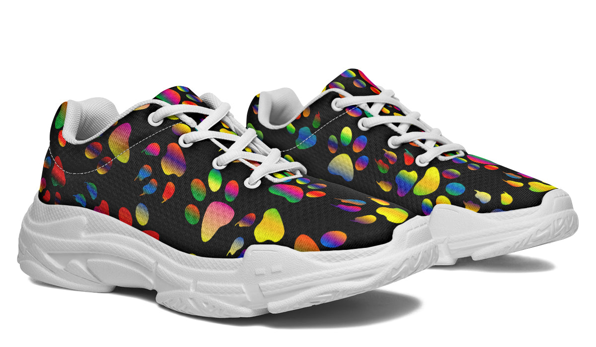 Rainbow Paw Prints Chunky Sneakers - Offbeat Sweetie