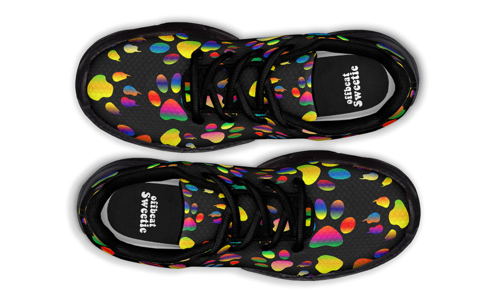 Rainbow Paw Prints Chunky Sneakers - Offbeat Sweetie