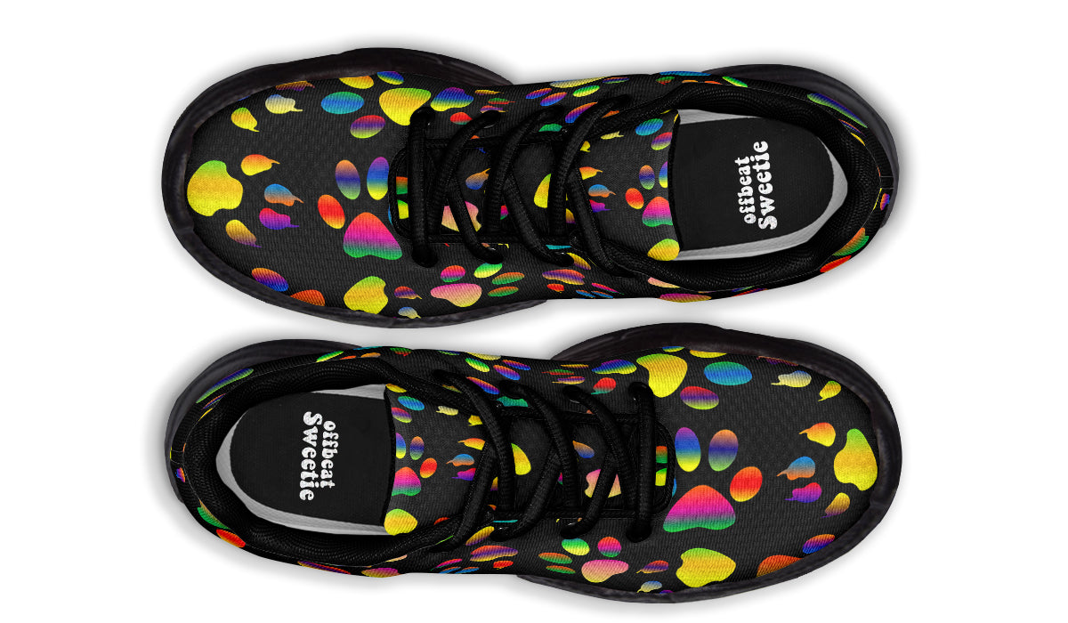 Rainbow Paw Prints Chunky Sneakers - Offbeat Sweetie