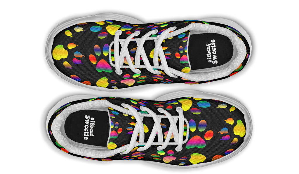 Rainbow Paw Prints Chunky Sneakers - Offbeat Sweetie