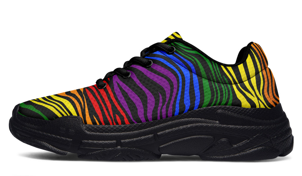 Rainbow Zebra Chunky Sneakers - Offbeat Sweetie