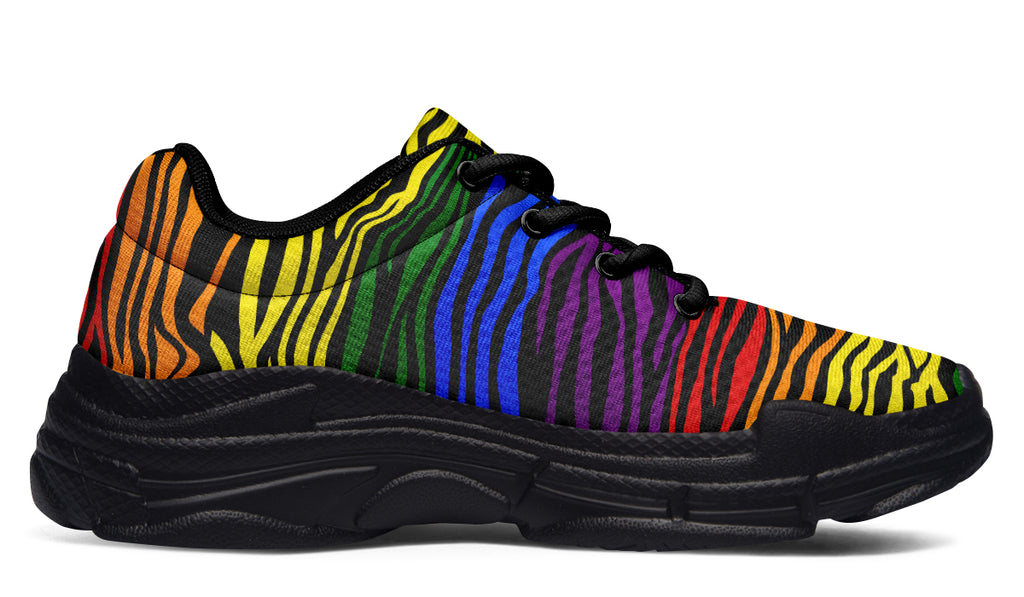 Rainbow Zebra Chunky Sneakers - Offbeat Sweetie