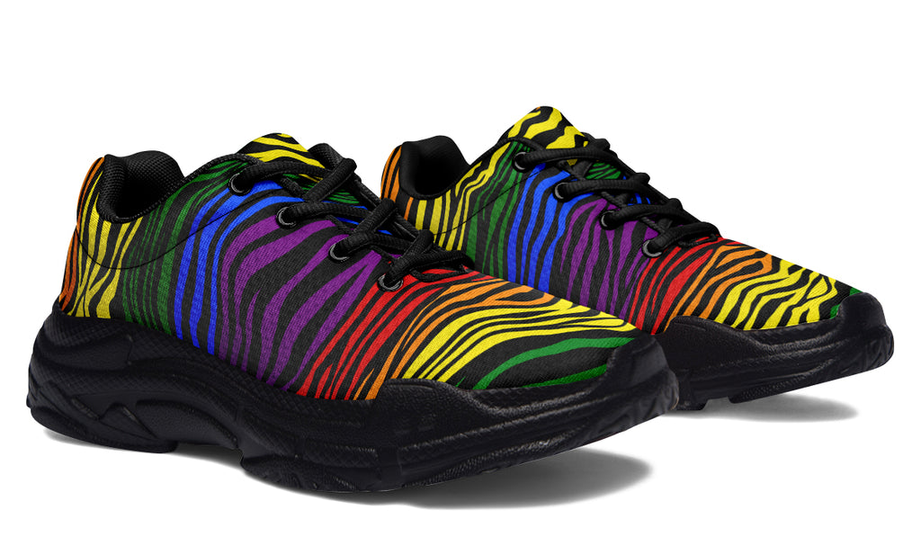 Rainbow Zebra Chunky Sneakers - Offbeat Sweetie
