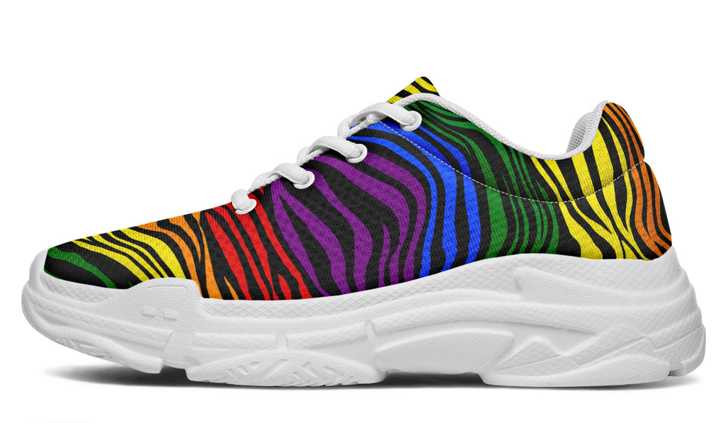 Rainbow Zebra Chunky Sneakers - Offbeat Sweetie