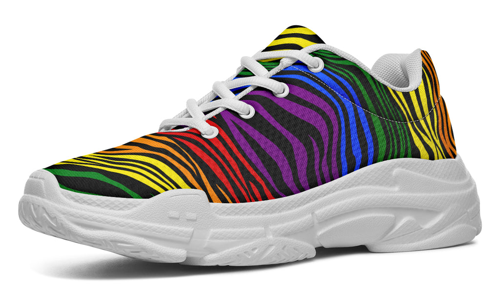 Rainbow Zebra Chunky Sneakers - Offbeat Sweetie