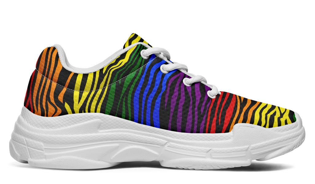 Rainbow Zebra Chunky Sneakers - Offbeat Sweetie