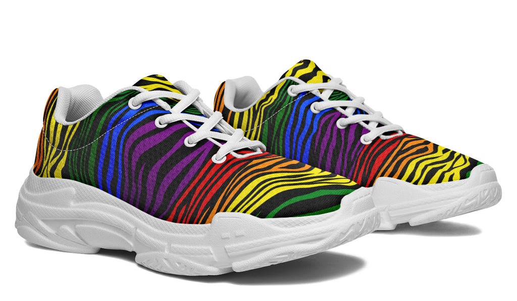 Rainbow Zebra Chunky Sneakers - Offbeat Sweetie