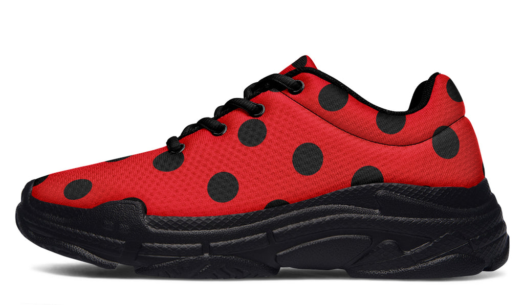 Red And Black Polka Dot Chunky Sneakers
