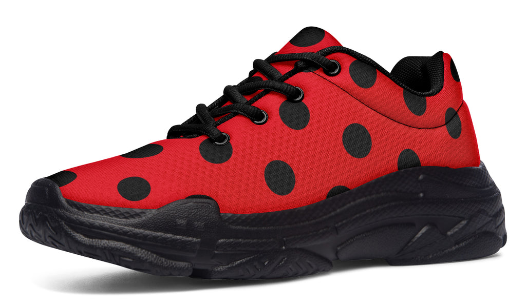 Red And Black Polka Dot Chunky Sneakers
