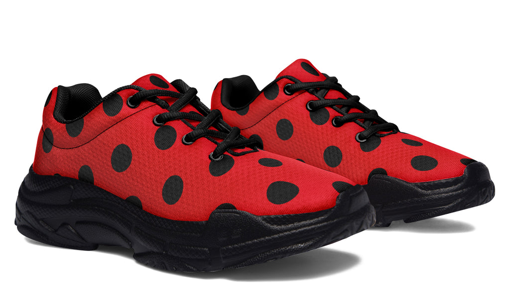 Red And Black Polka Dot Chunky Sneakers