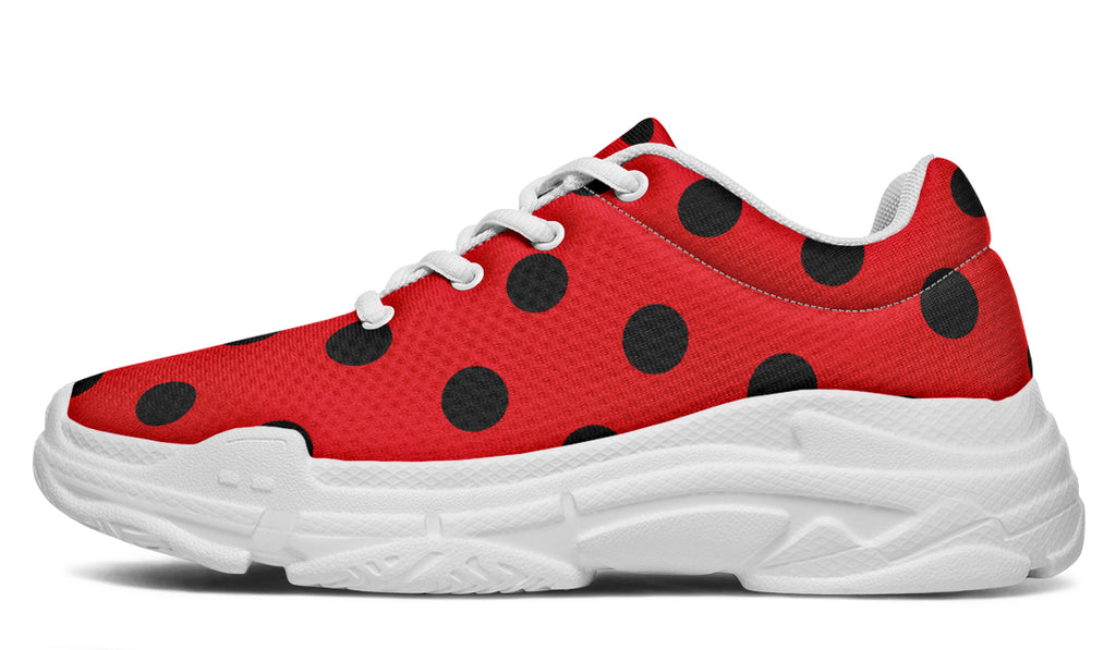 Red And Black Polka Dot Chunky Sneakers