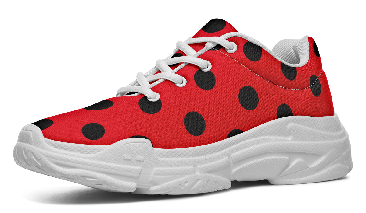 Red And Black Polka Dot Chunky Sneakers