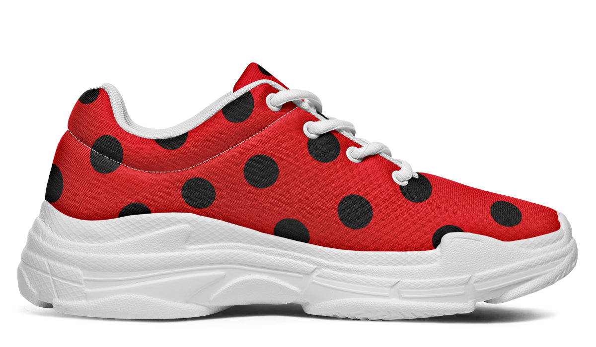 Red And Black Polka Dot Chunky Sneakers