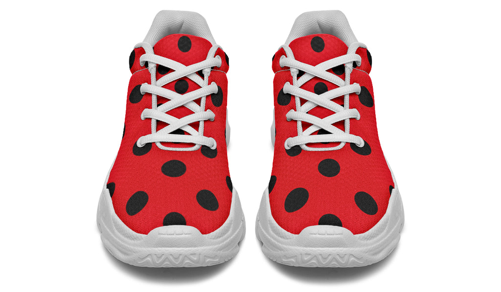 Red And Black Polka Dot Chunky Sneakers