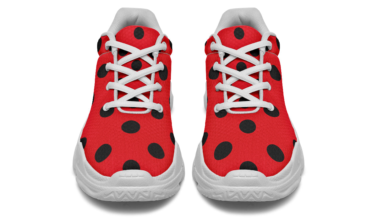 Red And Black Polka Dot Chunky Sneakers