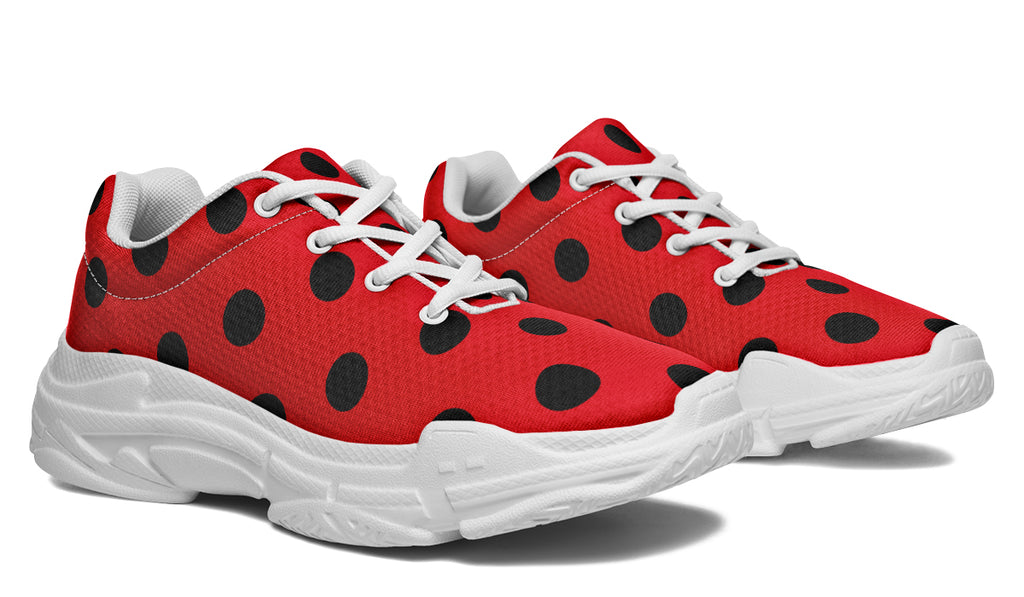 Red And Black Polka Dot Chunky Sneakers