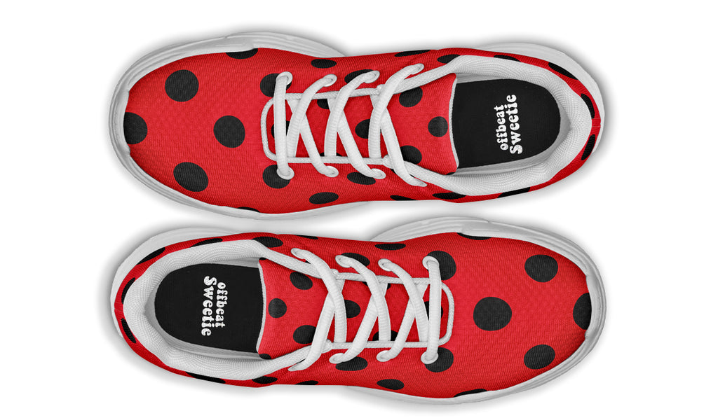 Red And Black Polka Dot Chunky Sneakers