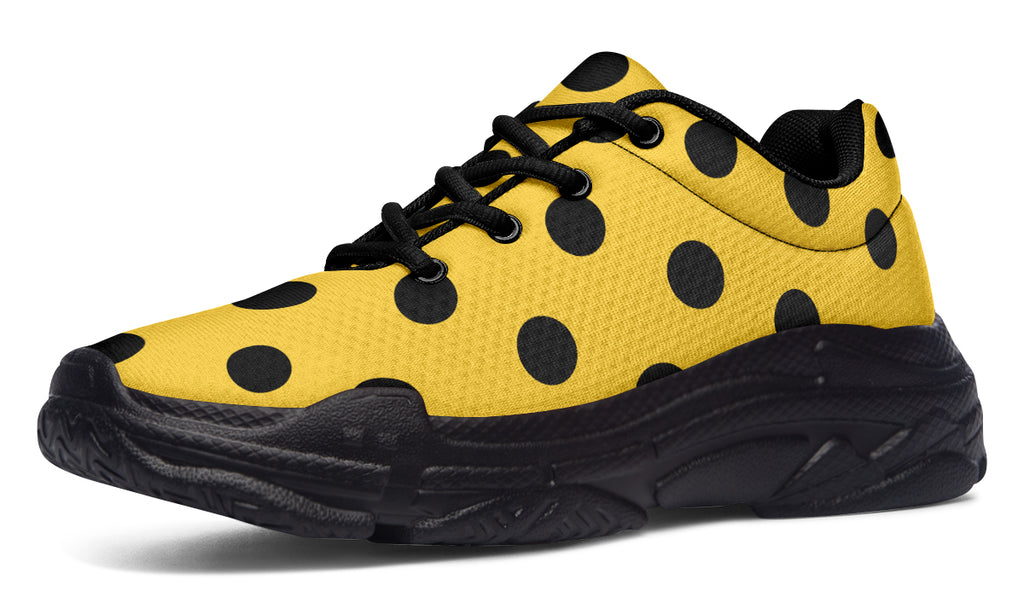 Red And Yellow Mismatched Polka Dot Chunky Sneakers