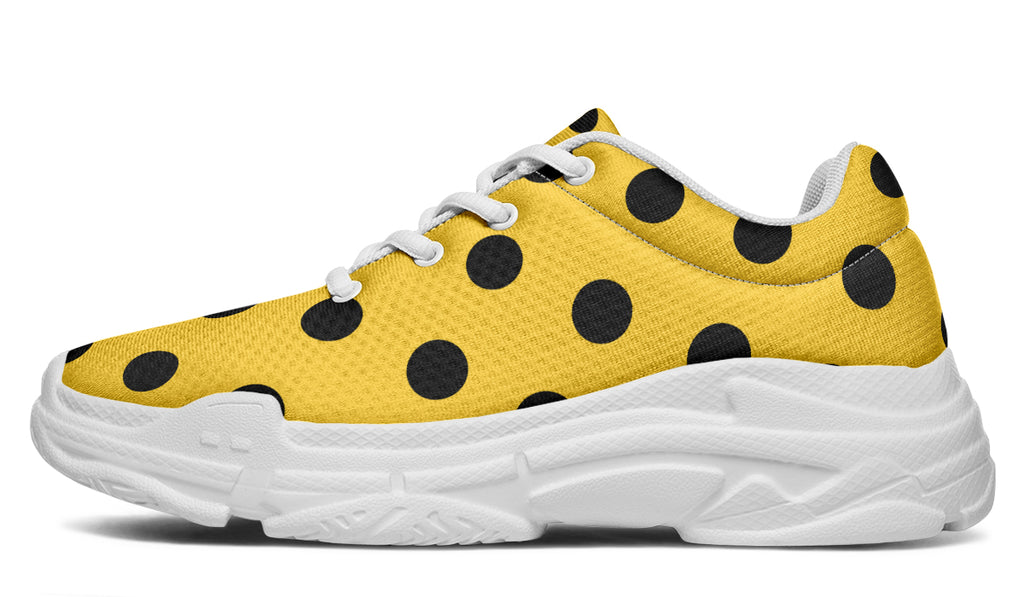 Red And Yellow Mismatched Polka Dot Chunky Sneakers