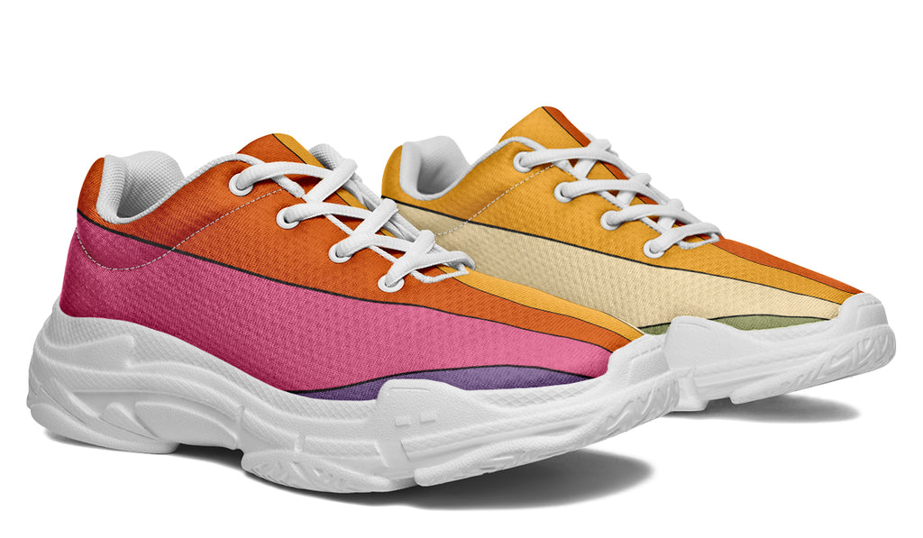 Retro Rainbow Chunky Sneakers - Offbeat Sweetie