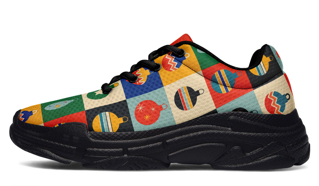Retro Xmas Baubles Chunky Sneakers - Offbeat Sweetie
