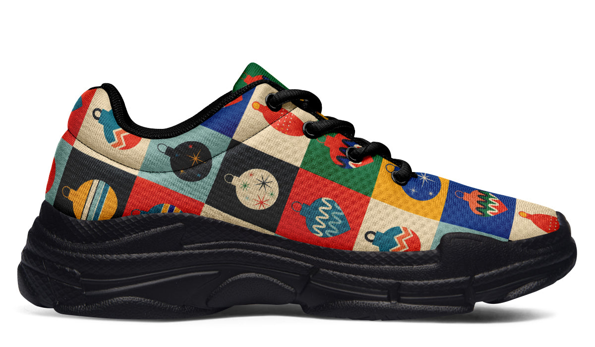 Retro Xmas Baubles Chunky Sneakers - Offbeat Sweetie