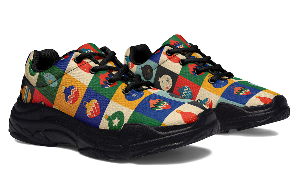 Retro Xmas Baubles Chunky Sneakers - Offbeat Sweetie