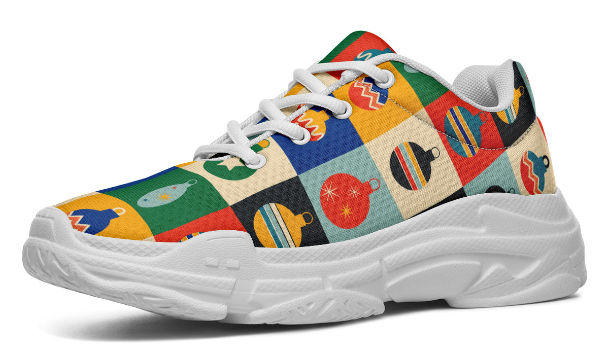 Retro Xmas Baubles Chunky Sneakers - Offbeat Sweetie