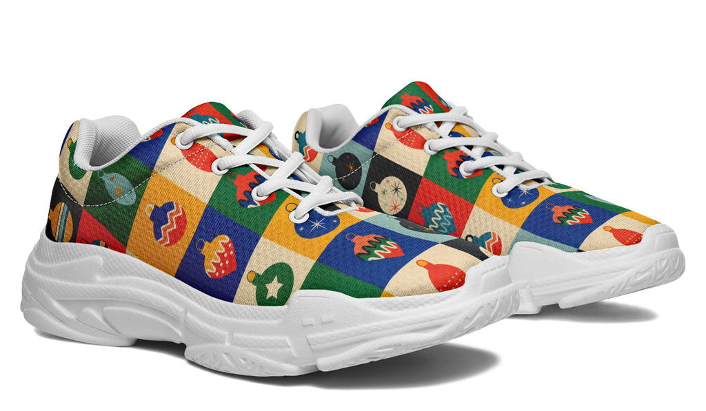 Retro Xmas Baubles Chunky Sneakers - Offbeat Sweetie