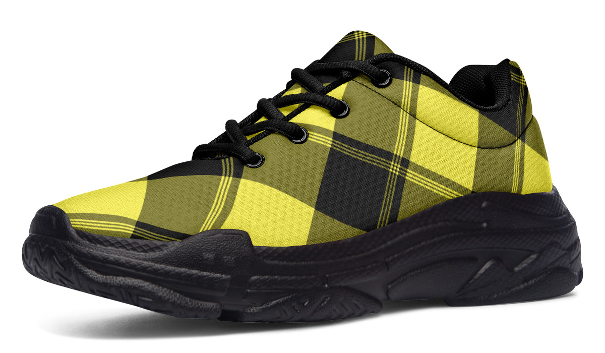 Sunny Yellow Plaid Chunky Sneakers