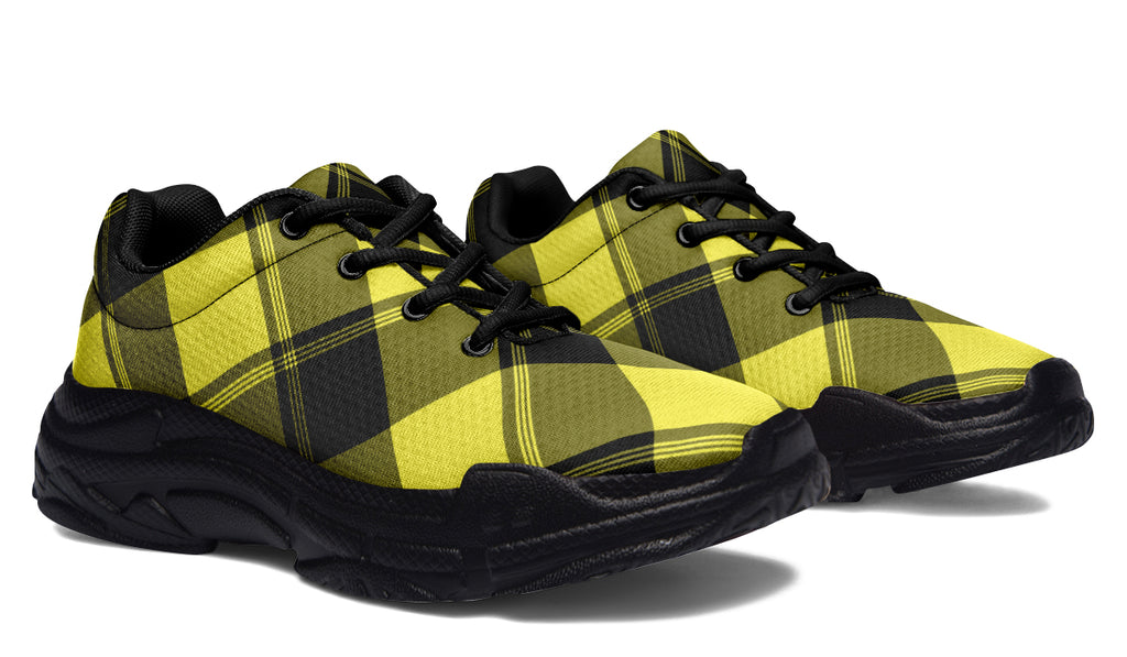 Sunny Yellow Plaid Chunky Sneakers