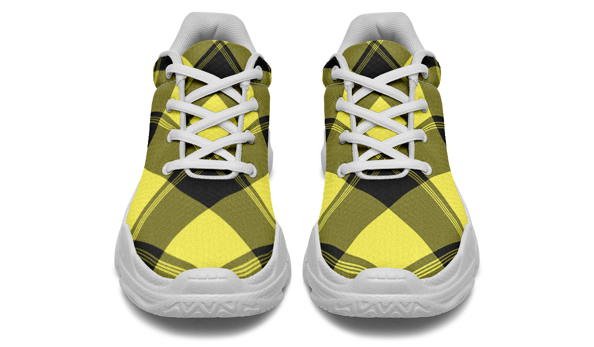 Sunny Yellow Plaid Chunky Sneakers