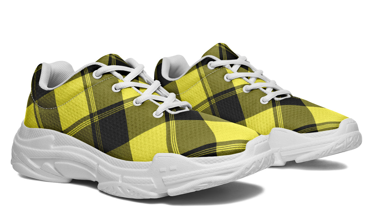 Sunny Yellow Plaid Chunky Sneakers