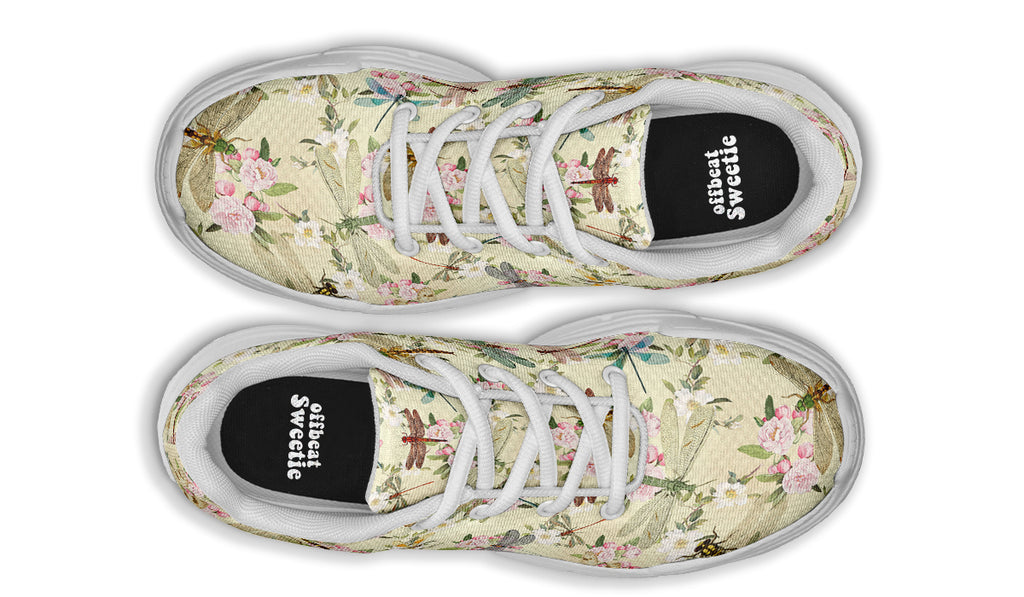 Vintage Dragonflies Chunky Sneakers - Offbeat Sweetie