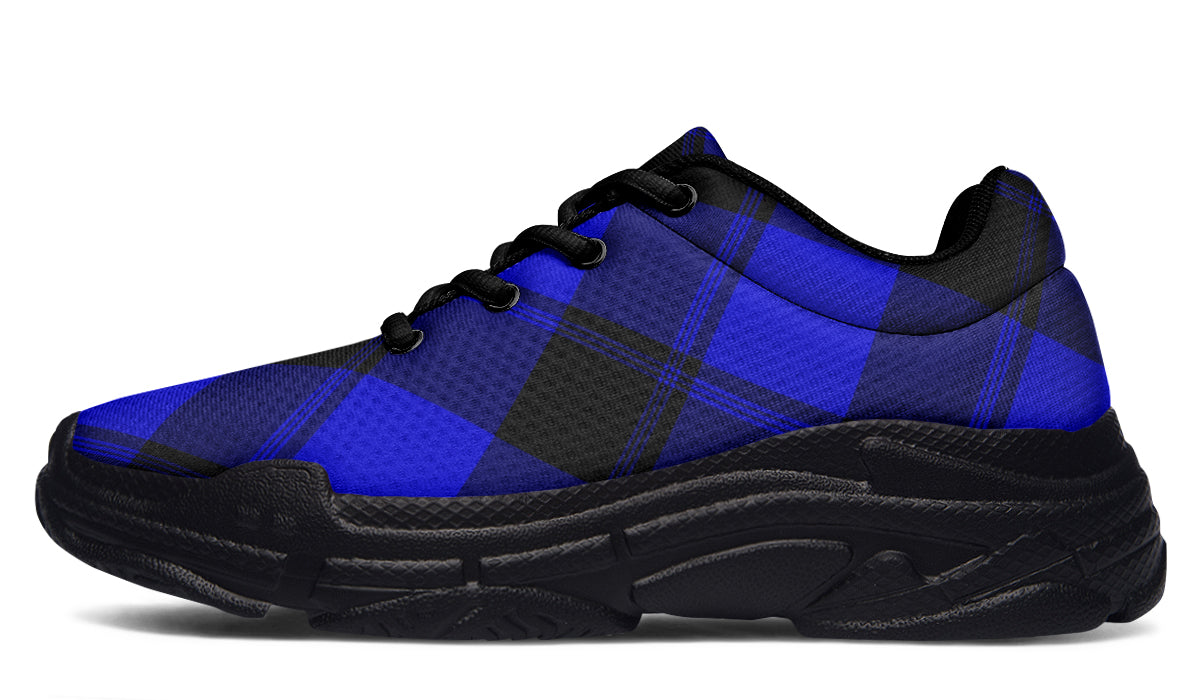 Vivid Blue Plaid Chunky Sneakers