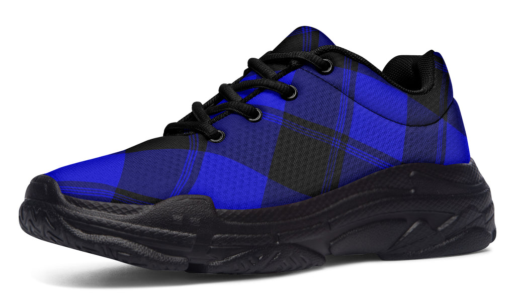 Vivid Blue Plaid Chunky Sneakers